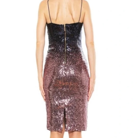 Alexia Admor Ombre Sequin Navy Pink Cocktail Midi Dress NWT Size 12 - Picture 4 of 15